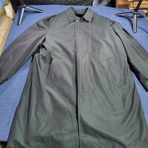 VTG Glen Eagles Black Borgana Zip Liner Full Length Heavy Trench Coat Mens 42